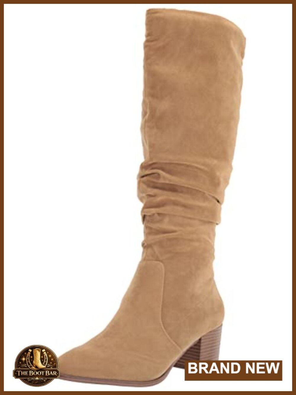 Women's Tall Block Heel Boots Faux Suede Memory Foam Knee-High